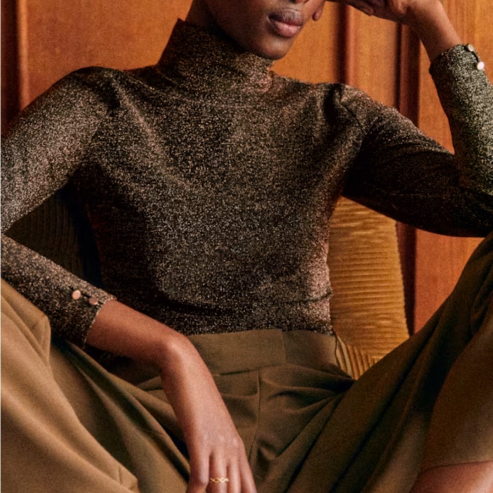 Sezane omaya jumper gold sparkle